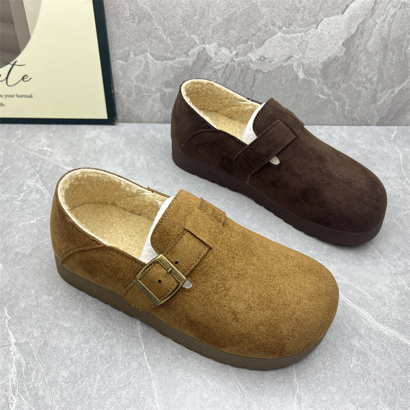 2025新款秋冬加绒保暖绒面厚底复古百搭休闲勃肯时尚舒适软底女鞋