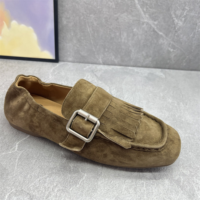 2026春季真皮流苏皮带扣豆豆鞋女休闲百搭一脚蹬平底舒适时尚单鞋,女鞋,乐福鞋（豆豆鞋）,淘宝优惠券,粉丝福利购,淘宝优惠卷