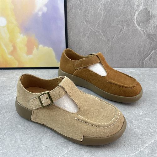 2026春季真皮厚底勃肯鞋女搭扣软底舒适百搭大码休闲妈妈时尚单鞋