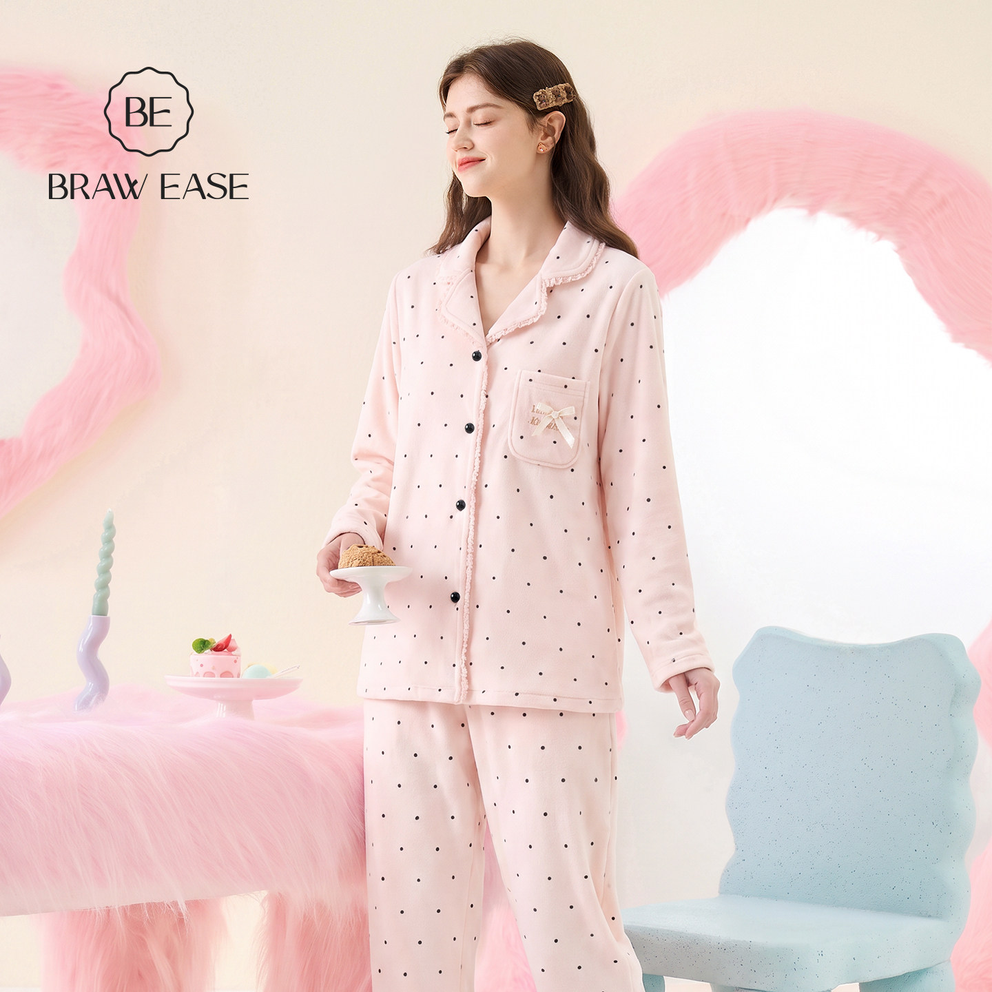 BE防静电海岛绒睡衣女暖新品图片