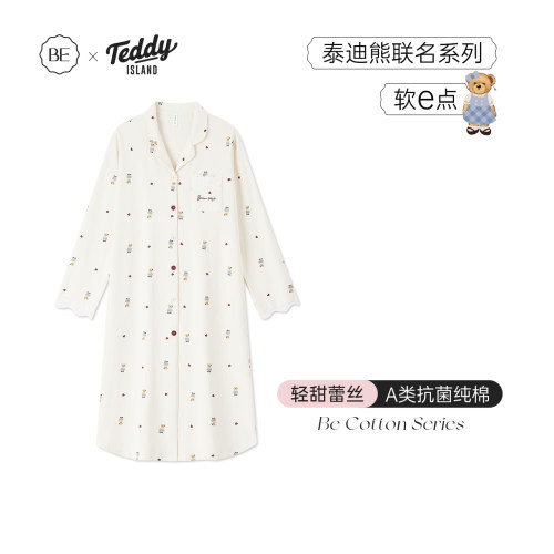 BE抗菌纯棉泰迪熊联名睡裙女春夏