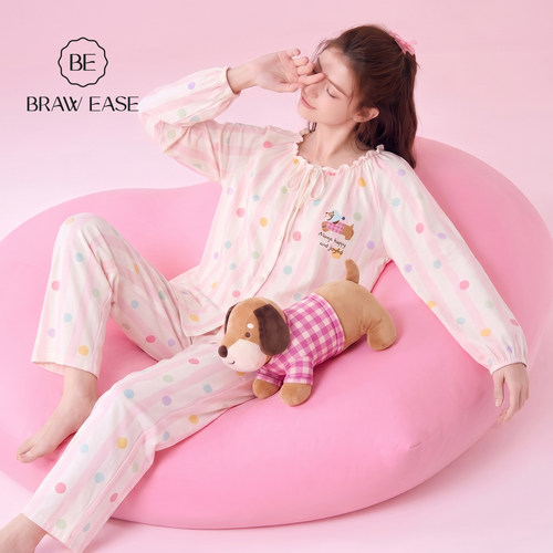 BE纯棉抗菌多巴胺波点睡衣女