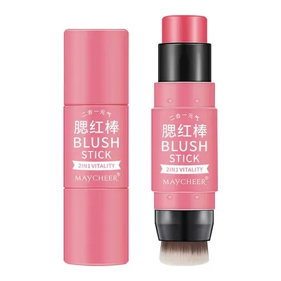 元气腮红棒玫瑰粉带刷子二合一自然晒红MAYCHEER日杂珊瑚橘美茜儿