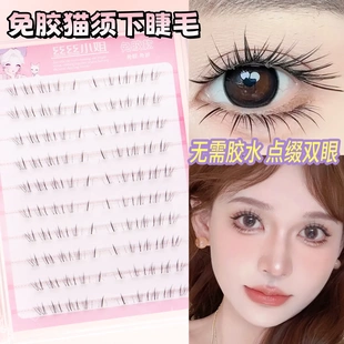 懒懒猫须下睫毛纯欲分段式嫁接感仿真自然透明梗凌乱假睫毛斜飞睫