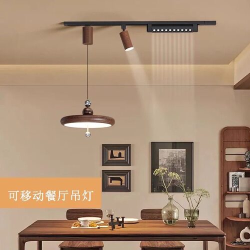 中古风铁艺胡桃木色餐厅吊灯
