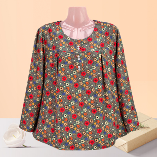 2025新款 加大码 春装 衬衫 遮肚腩上衣 洋气减龄显瘦长袖 中老年妈妈装