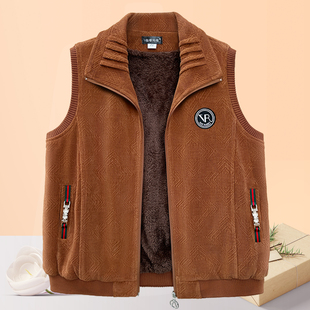 中老年人外穿马甲加肥加大码 背心 宽松200斤纯色坎肩加绒加厚女装