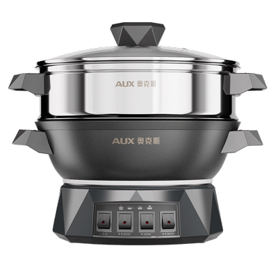 奥克斯无涂层电炒锅铸铁一锅四用