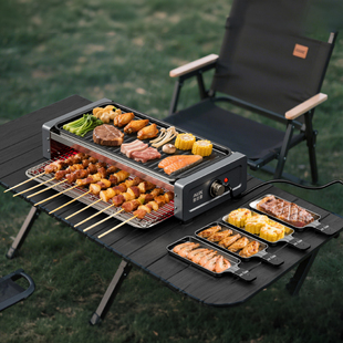 奥克斯2025新款电烤炉家用无烟烤串炉烧烤煎肉一体锅电烤盘烤肉炉