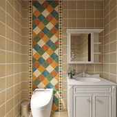 美式 复古厨房防油贴纸卫生间防水自粘贴纸橱柜装 饰不留胶墙纸墙贴