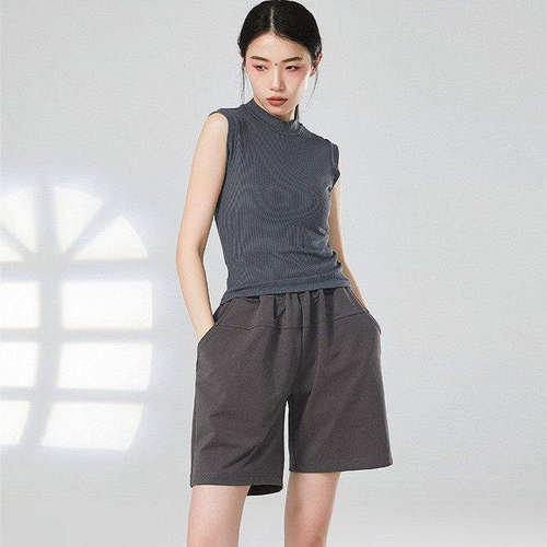 半高领无袖背心夏季形体练功服女新款舞蹈上衣短裤阔腿裤现代舞服