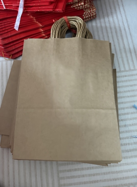 福州25x33cm暗红色牛皮纸袋手提袋纸袋礼品包装袋子外卖牛皮纸袋