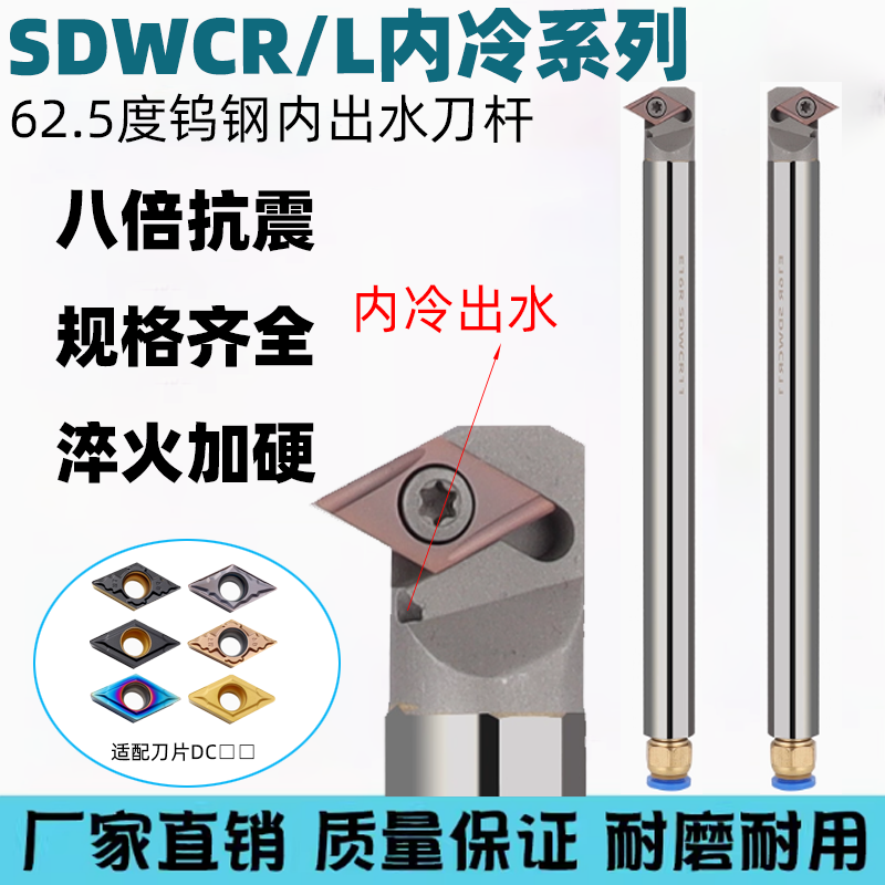 62.5度钨钢出水内冷刀杆E14/16/18 N/Q/R/S/T -SDWCR11/SDWCL11