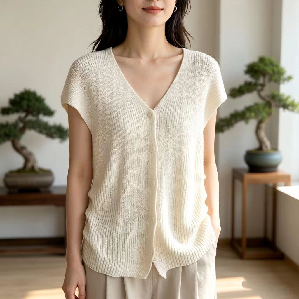 FG家的冰凉，自带垂坠感，春夏穿清爽不贴身针织短袖T恤上衣女