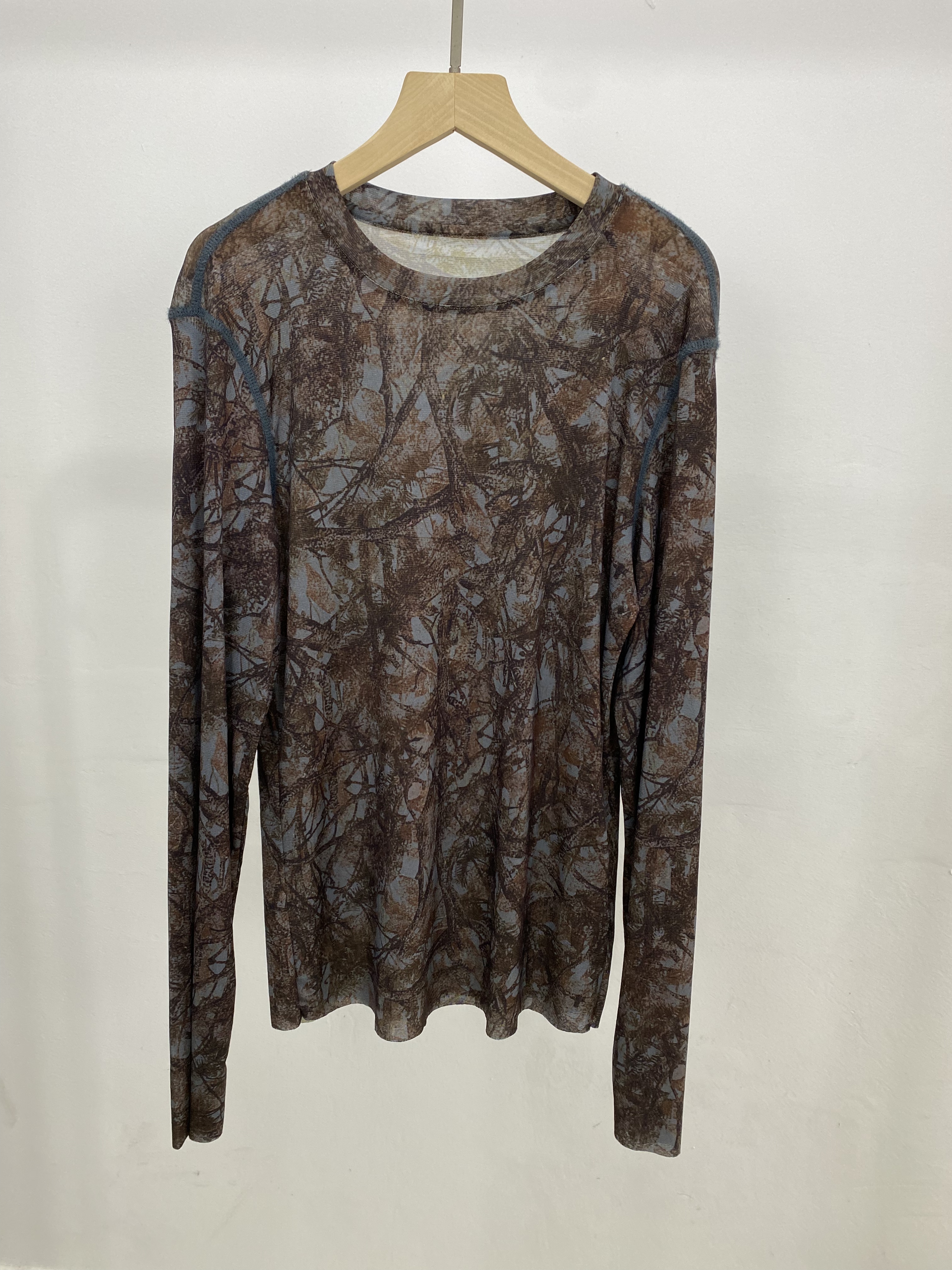 2026早春新款时尚圆领印花网纱罩衫上衣防晒衣薄款长袖T恤