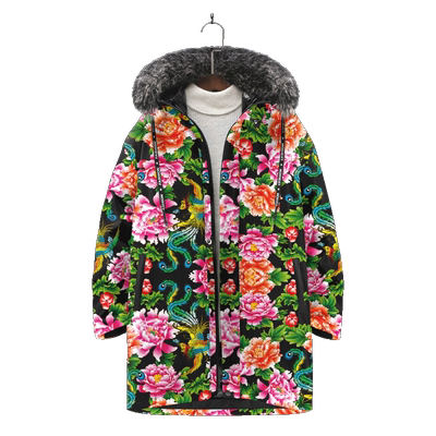 男冬装羽绒服ins超火东北大花布