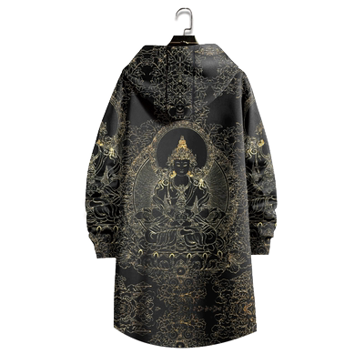 佛像印花风衣男士中长款