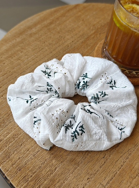 【两件75折】Dokidoki自制清新小雏菊印花纯棉大肠卷发圈简约头饰