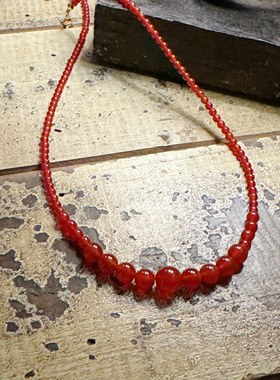 小众设计渐变红玛瑙天然石串珠项链高级感复古简约气质百搭锁骨