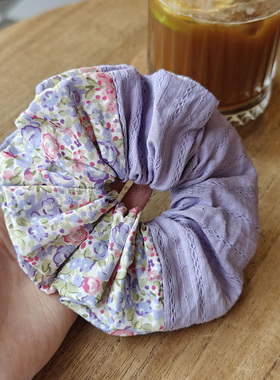 【两件75折】Dokidoki自制莫奈花园碎花拼接大肠发圈纯棉布