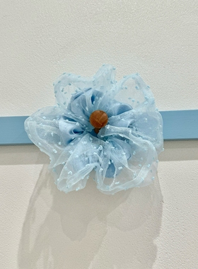 Doki韩国超仙大号双层波点欧根纱大肠发圈2025高级感扎马尾发饰