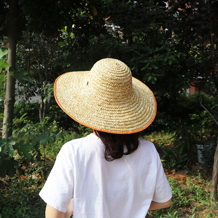 夏季农民劳保麦秆草帽大沿沙滩帽遮阳春夏通用皮包边钓鱼帽子