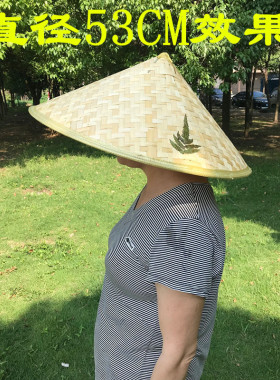 春夏季超大号竹编三叶竹子斗笠