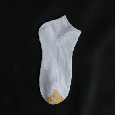 男袜白色纯棉金脚趾耐磨耐穿竖条船袜吸汗透气运动短袜地帮春秋穿