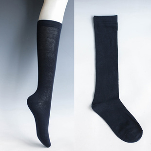 藏青长筒袜女及膝袜到膝盖下的袜子常规厚度棉质一般穿两次的袜子