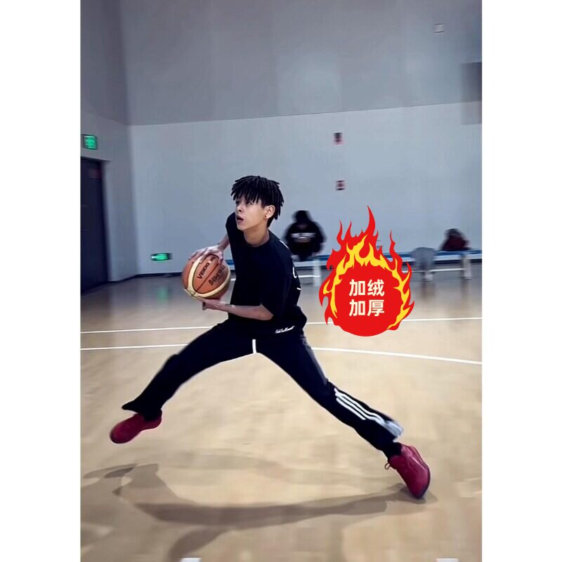 传奇商行裤子垂感秋冬加绒加厚休闲篮球裤三条杠条纹运动百搭男女