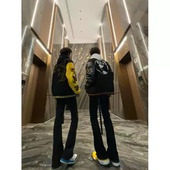 男潮流休闲ins微喇牛仔裤 高街国潮黑色弯刀裤 百搭长裤 新款 子夏季