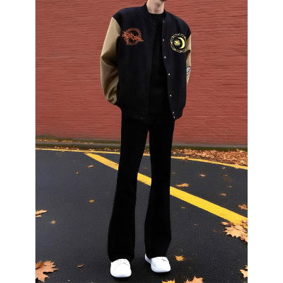 国潮微喇牛仔裤男款秋季美式vibe弹力显瘦小个子男生直筒弯刀裤子