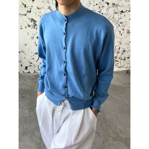 小众设计师老钱风高级感长袖上衣针织衫立领开衫纯色宽松夹克男女