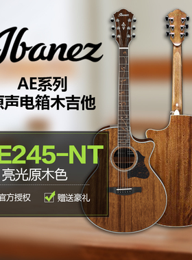 Ibanez依班娜 AE系列木吉他 ae245原木色 面单原声电箱民谣琴41寸