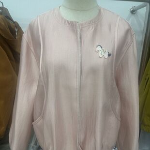 紫裳坊26A 001休闲风小马刺绣圆领拉链短外套女百搭夹克衫