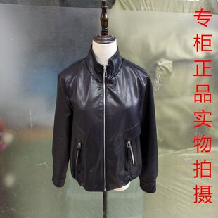 芳华26A019黑色立领皮衣女短款 机车风拉链夹克外套酷感休闲