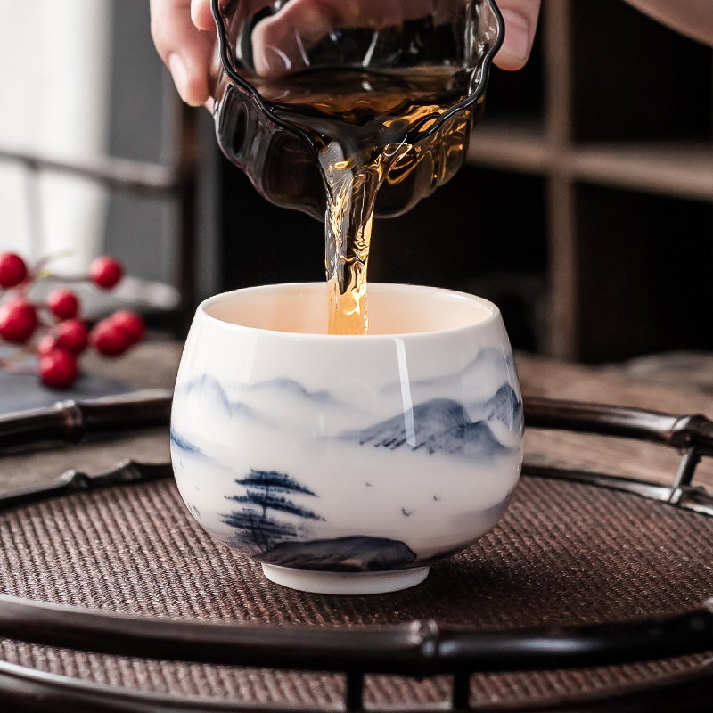 德化羊脂玉瓷功夫茶具主人杯单杯高档茶杯个人专用男女茶盏品茗杯