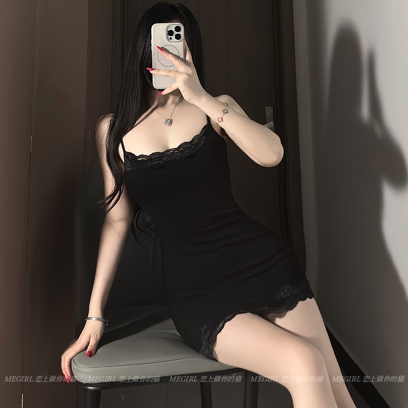 「MG」睡裙女款夏季纯欲风性感蕾丝花边吊带连衣裙辣妹可外穿睡衣