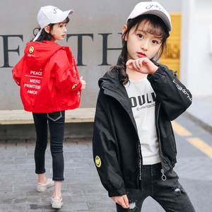 女童外套春款2019新款中大童韩版女大童9洋气12-15岁短款连帽风衣
