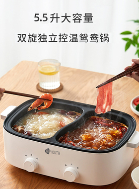 艾青春5.5L电火锅（鸳鸯锅）AI-HG318