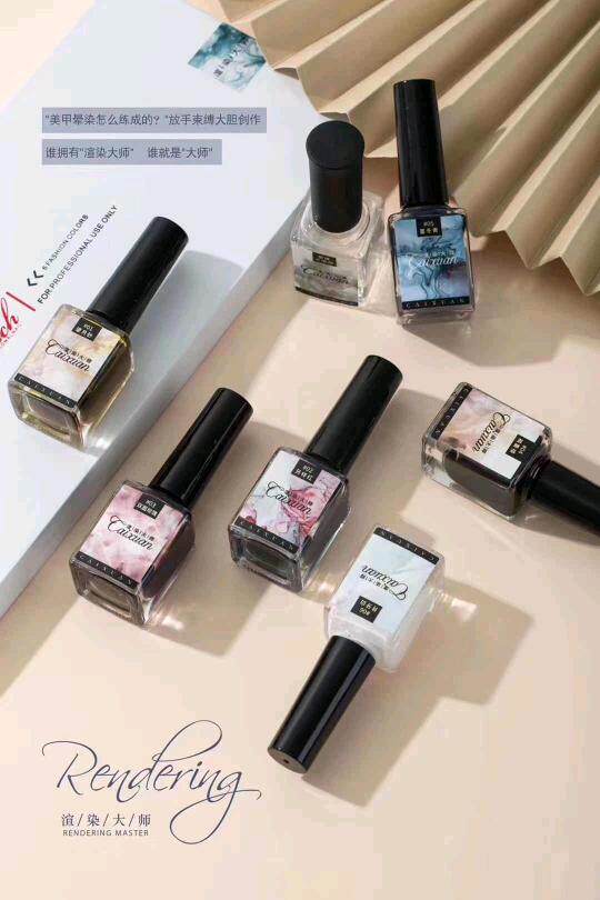 彩萱渲染大师美甲晕染液日式白色渐变大理石纹水墨琉璃水染晕染胶