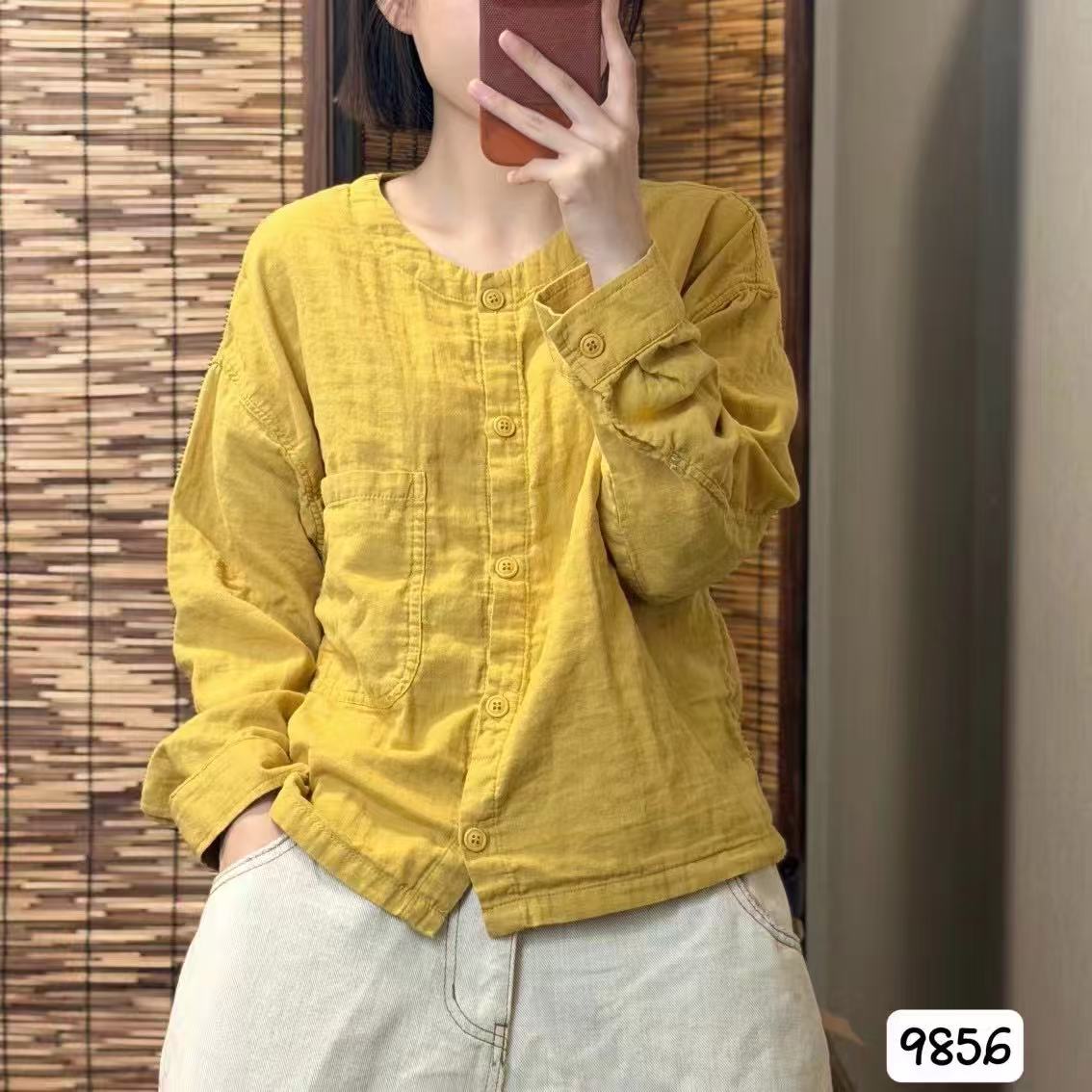 100%棉衬衫外套女长袖纯色上衣