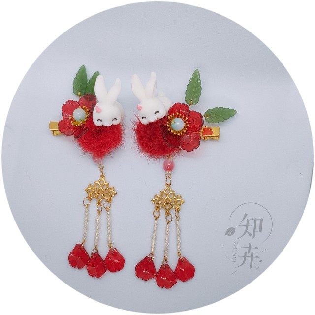新年款福袋兔子对夹鞭炮发夹儿童可爱小兔子发饰国风手工制作,童装/婴儿装/亲子装,发饰,淘宝优惠券,粉丝福利购,淘宝优惠卷