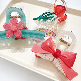 韩国代购AZNAVOUR甜美果冻色水钻花朵AZ阿兹娜抓夹后脑勺鲨鱼夹