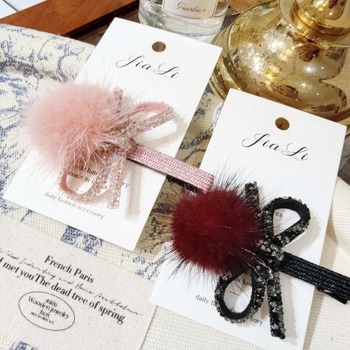 韩国TAURUS貂毛绒气质发夹