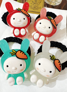 韩国进口Aznavour GRAINDEBEAUTE胡萝卜树脂小兔子发圈头绳饰品