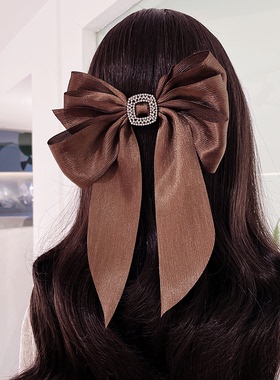 佳丽新款B·GANA韩国小哥家丝缎蝴蝶结水晶扣复古拖尾流苏弹簧夹