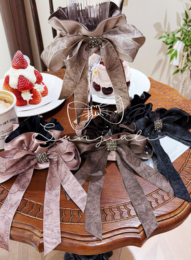 JIALI韩国进口Dea Kwang复古丝带蝴蝶结发圈女水钻头绳学院风皮筋