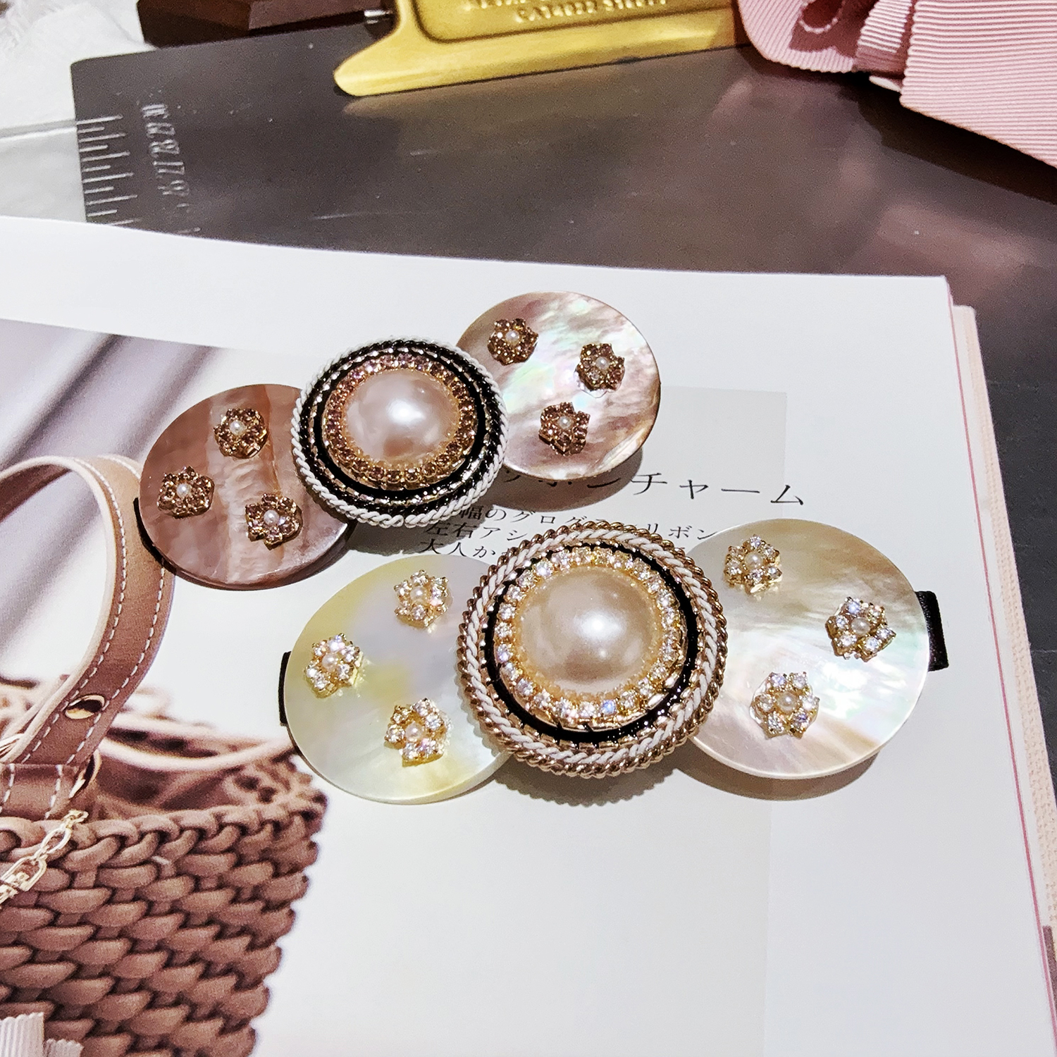 韩国ENGJEEHWANG复古贝母发夹