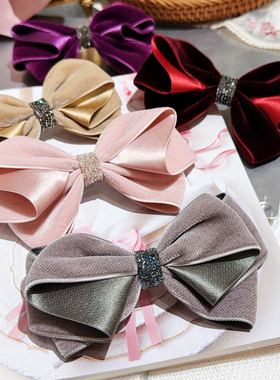 佳丽韩国TAURUS代购木马高级S家蝴蝶结弹簧夹女全扎马尾立体丝绒